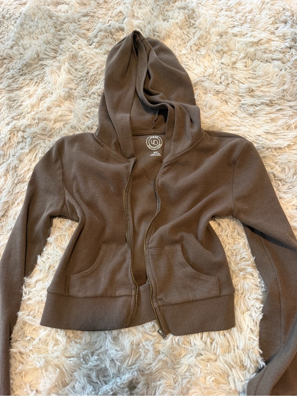 Urban Outfitters Brown Zip-Up Hooded Bomber Jacket